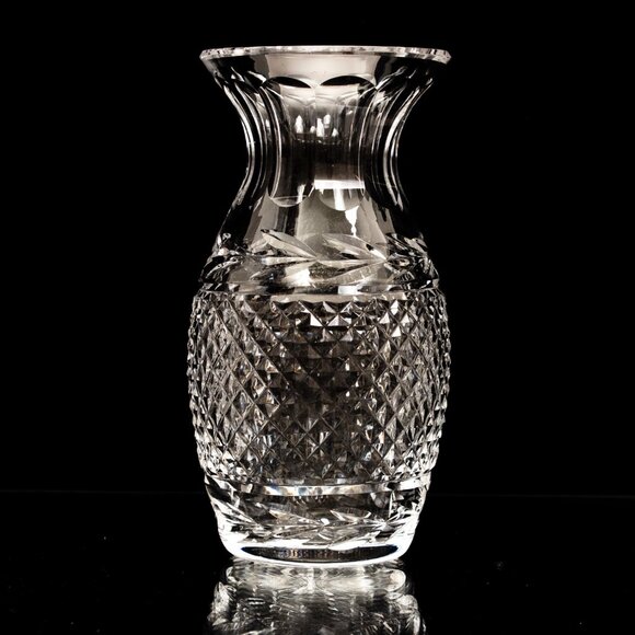 Waterford Crystal Glandore Vase 7 in. With Leaf Etching | Elegant Home Decor - Picture 1 of 11